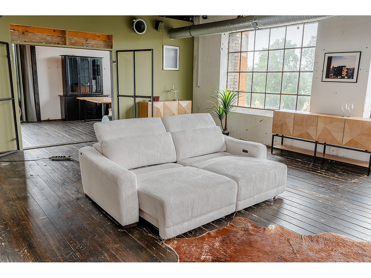 Canapé - blanc crème Velours côtelé - KIANA