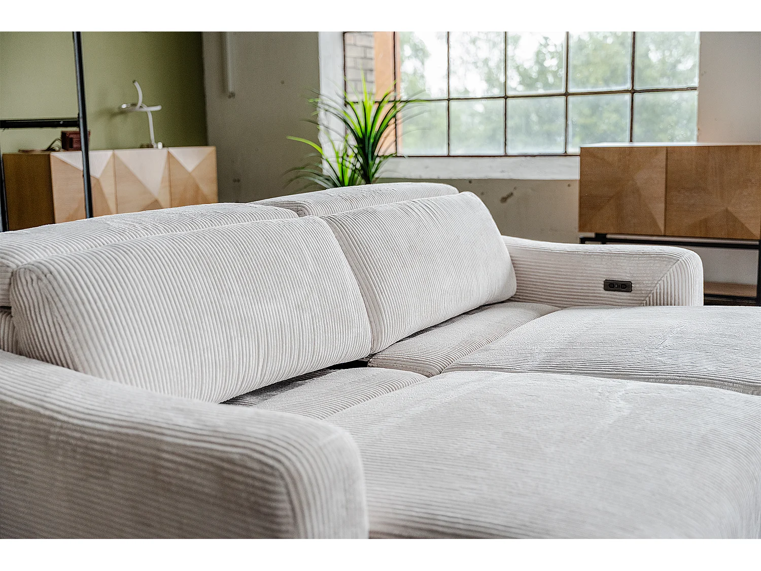 Canapé - blanc crème Velours côtelé - KIANA