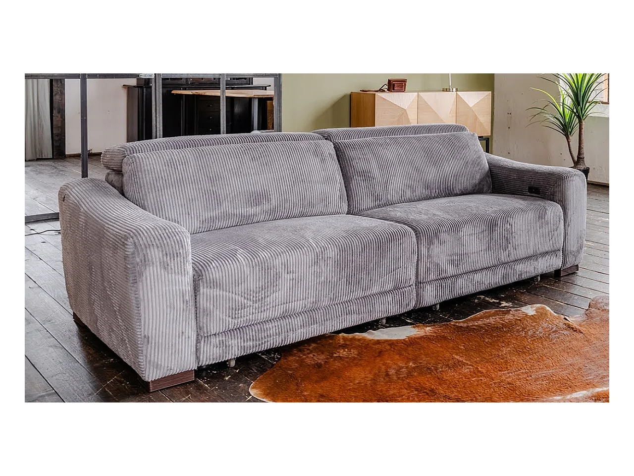 Canapé - beige Velours côtelé - KIANA