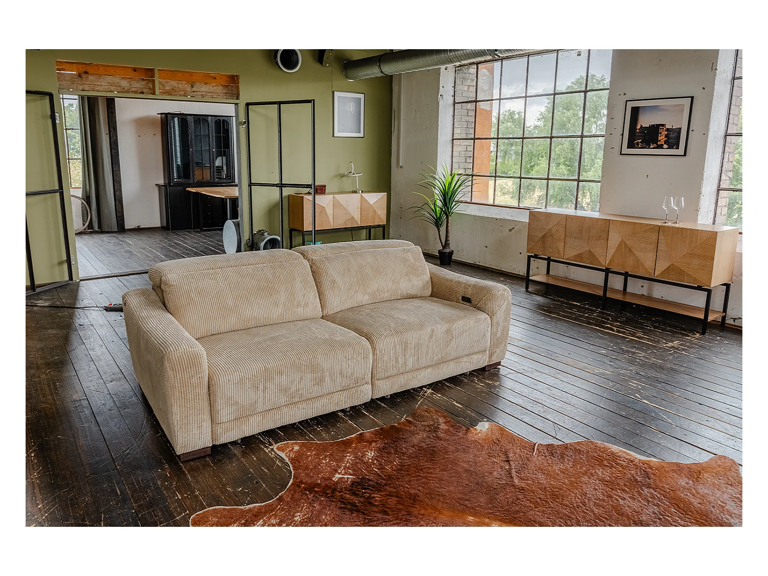 Canapé - beige Velours côtelé - KIANA