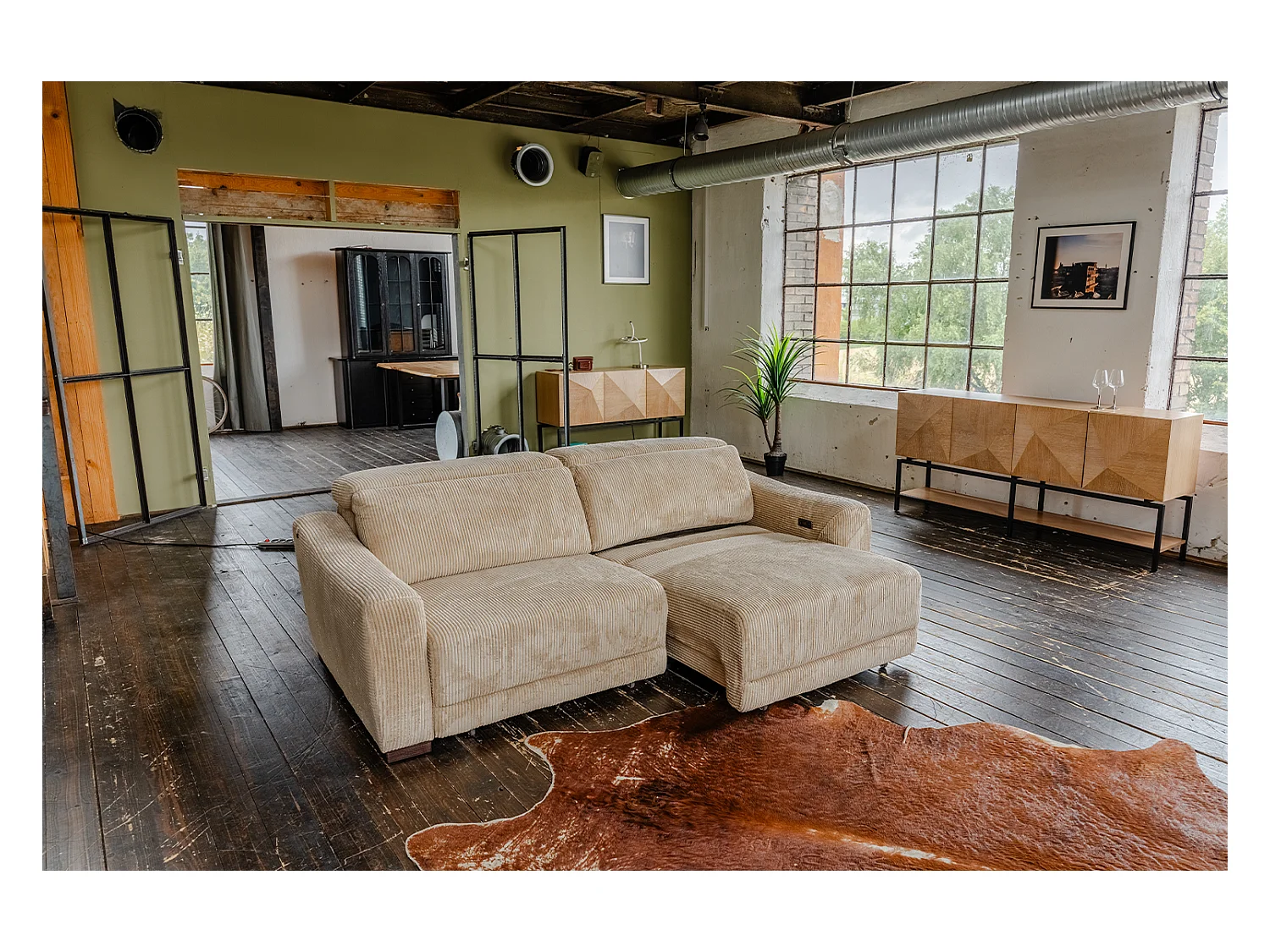 Canapé - beige Velours côtelé - KIANA