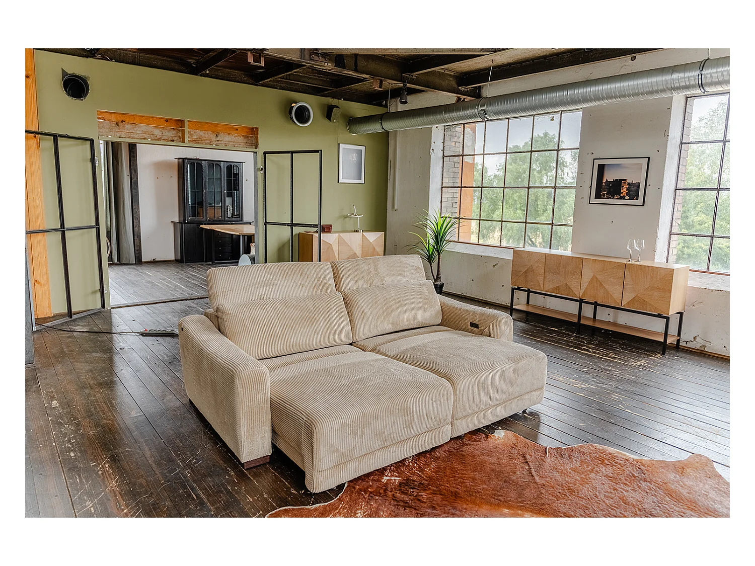 Canapé - beige Velours côtelé - KIANA