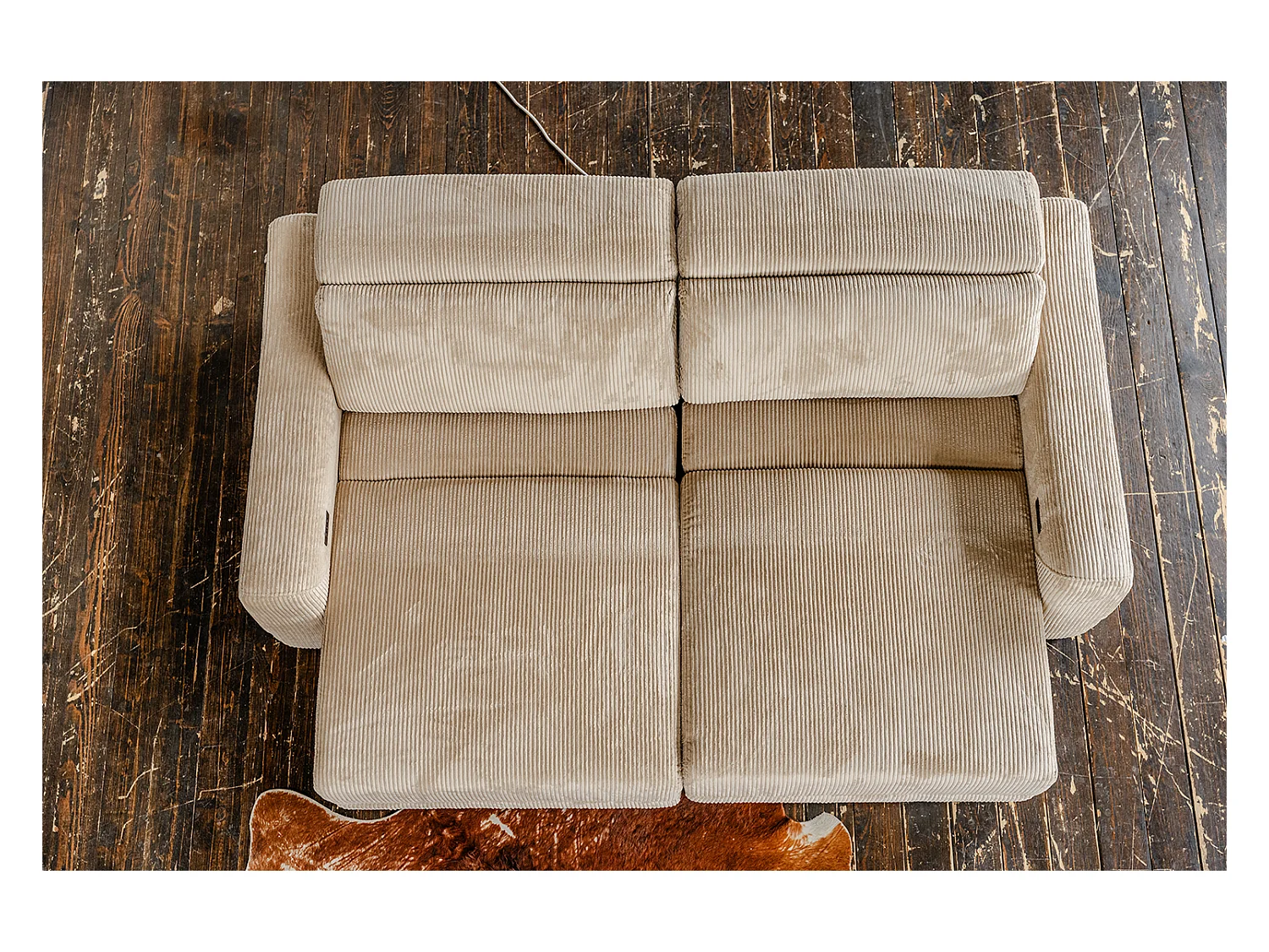 Canapé - beige Velours côtelé - KIANA