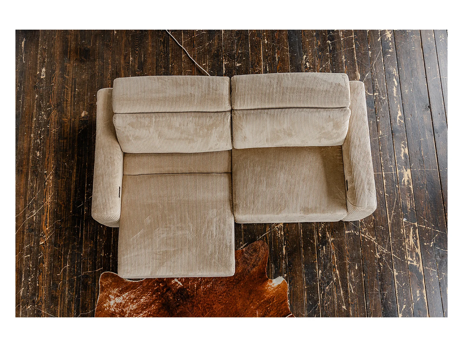 Canapé - beige Velours côtelé - KIANA