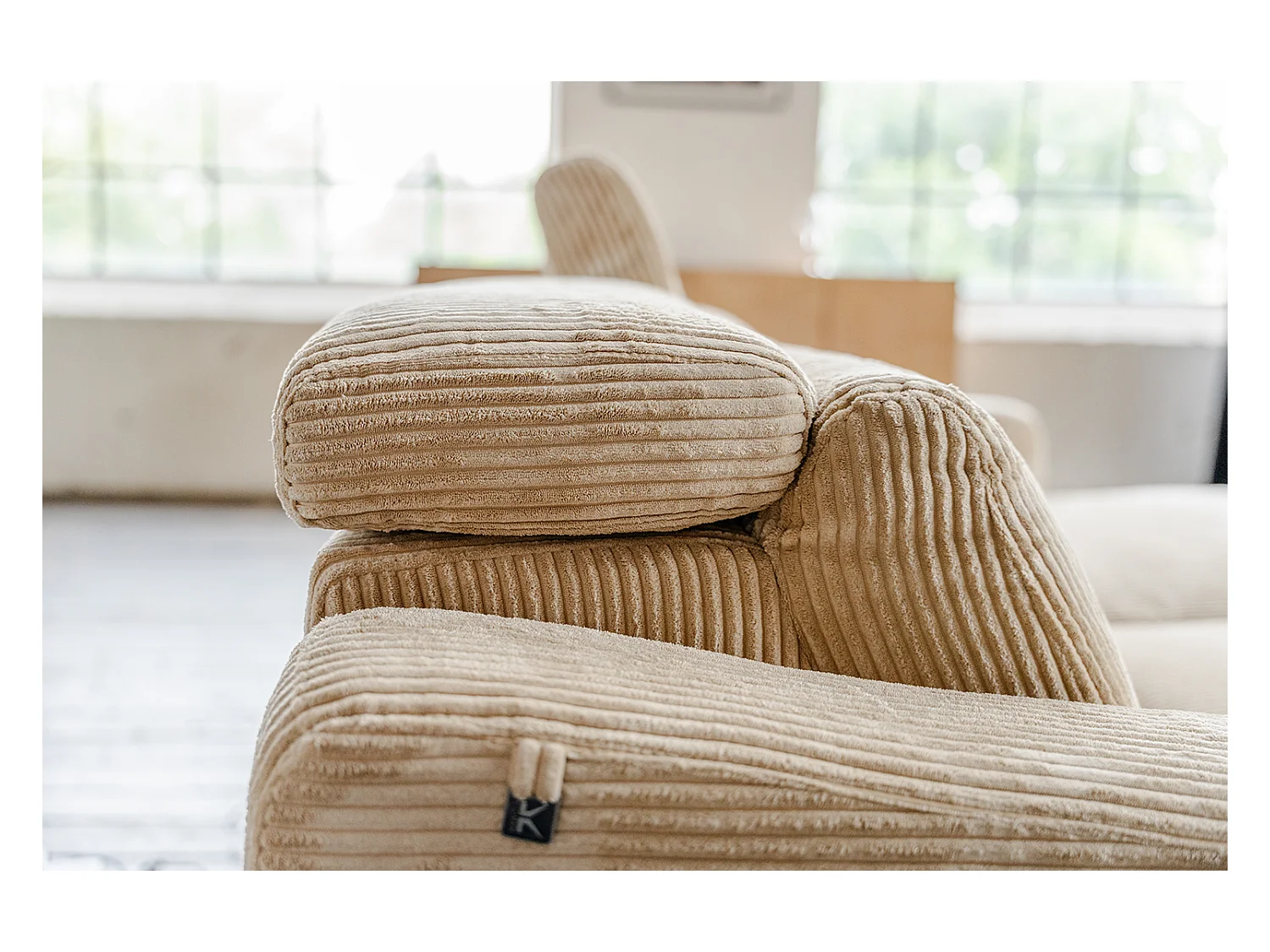 Canapé - beige Velours côtelé - KIANA