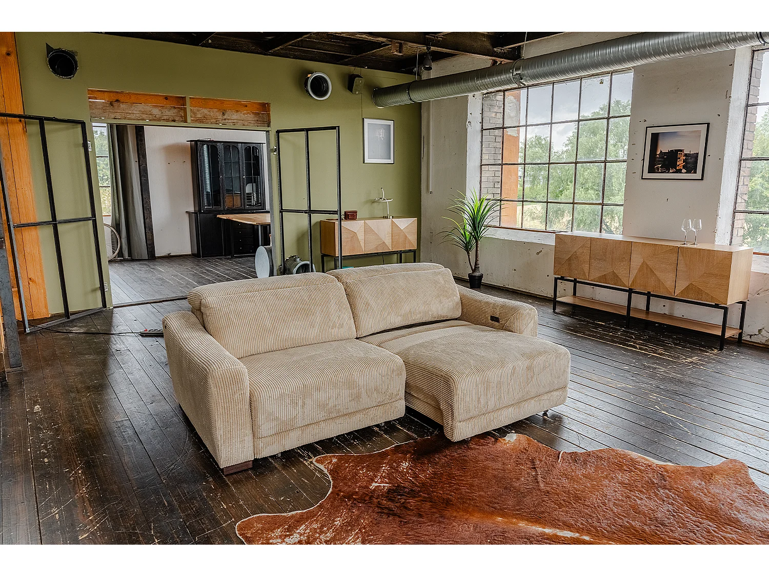 Canapé - beige Velours côtelé - KIANA