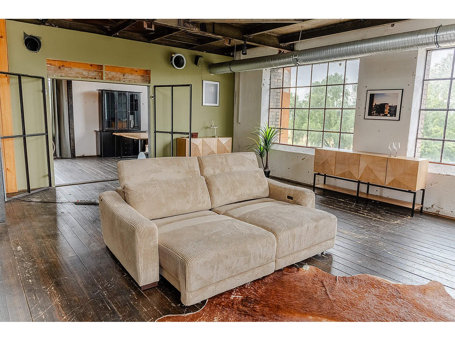 Canapé - beige Velours côtelé - KIANA