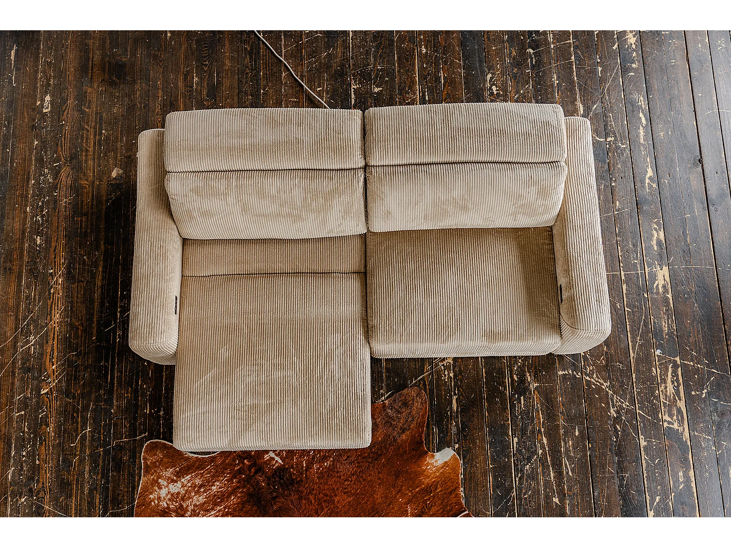 Canapé - beige Velours côtelé - KIANA