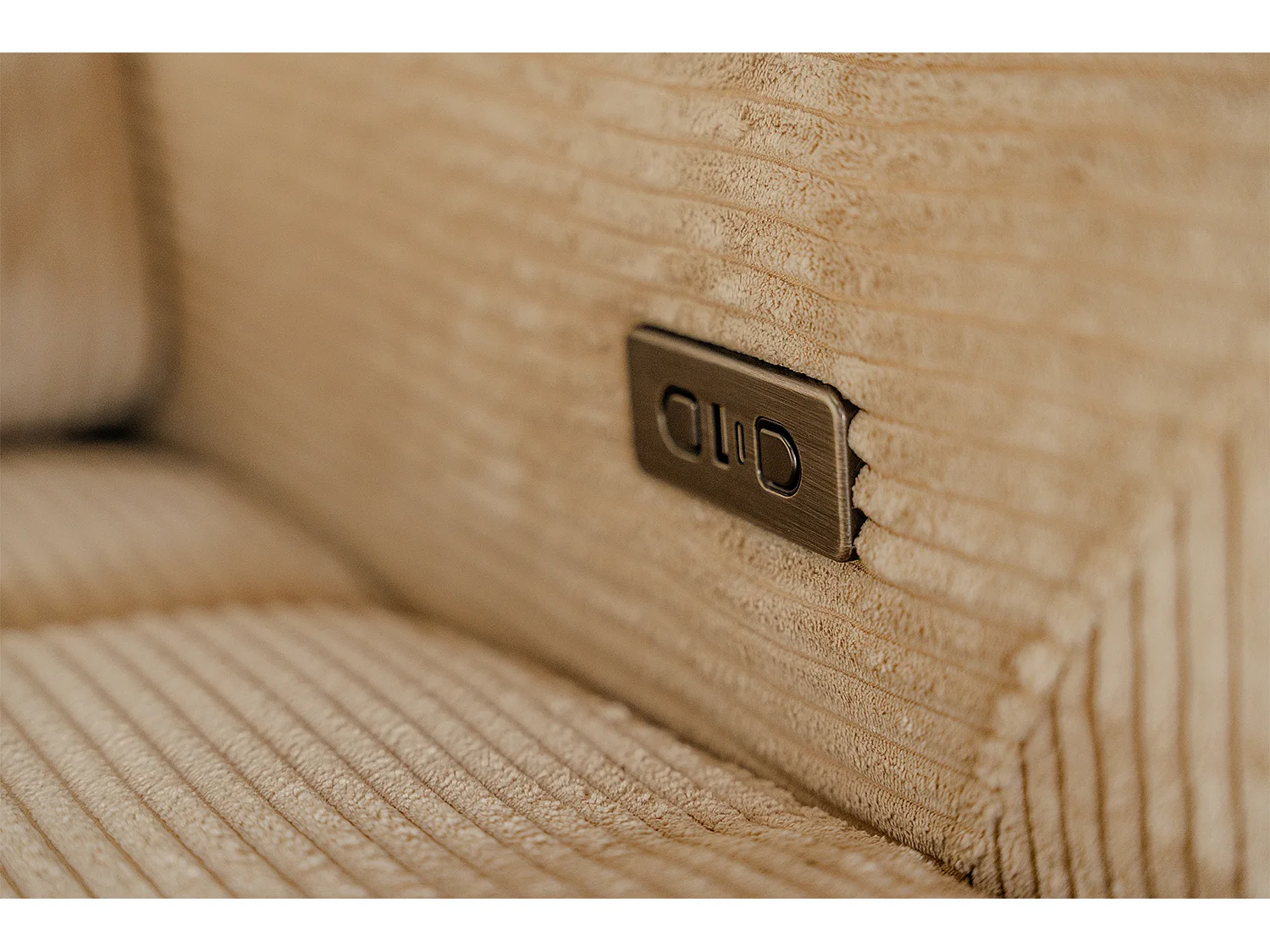 Canapé - beige Velours côtelé - KIANA