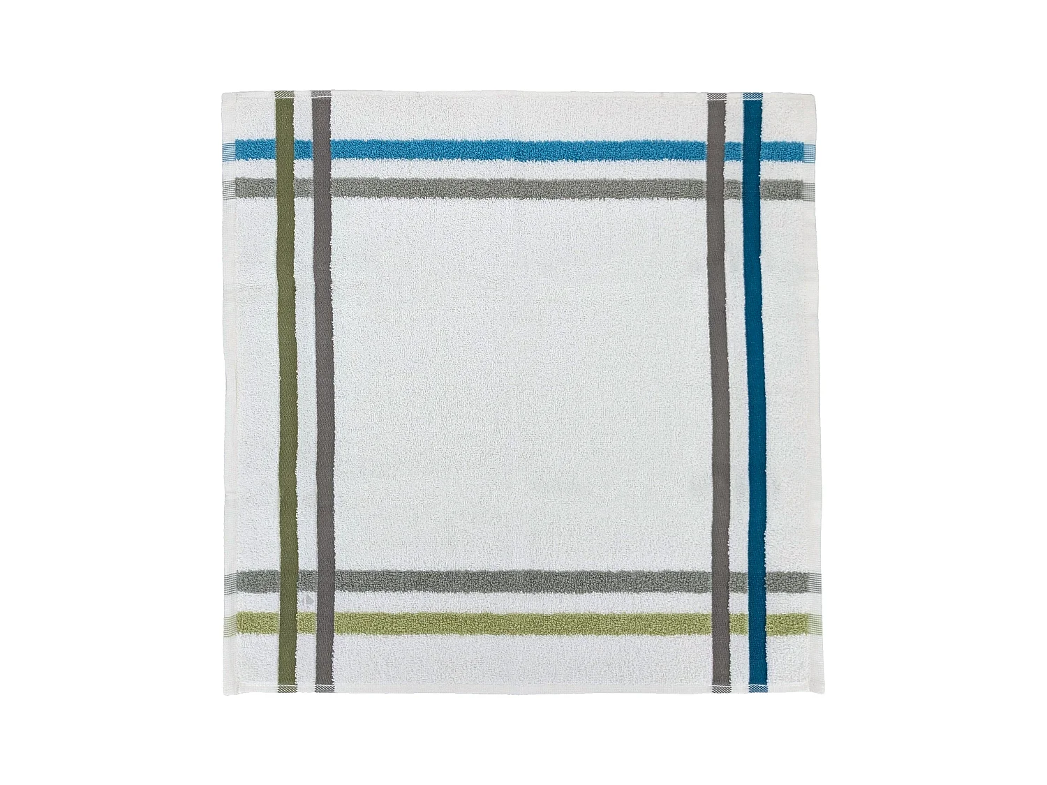 Lot de 2 torchons de cuisine éponge 50x50 cm collection LINE bleu/vert