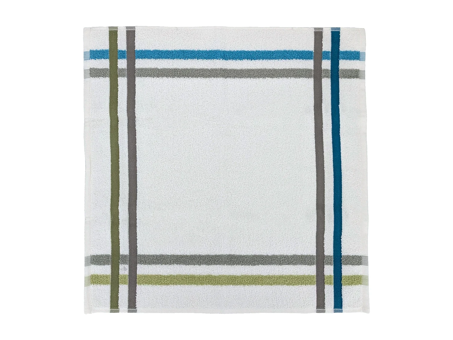 Lot de 2 torchons de cuisine éponge 50x50 cm collection LINE bleu/vert