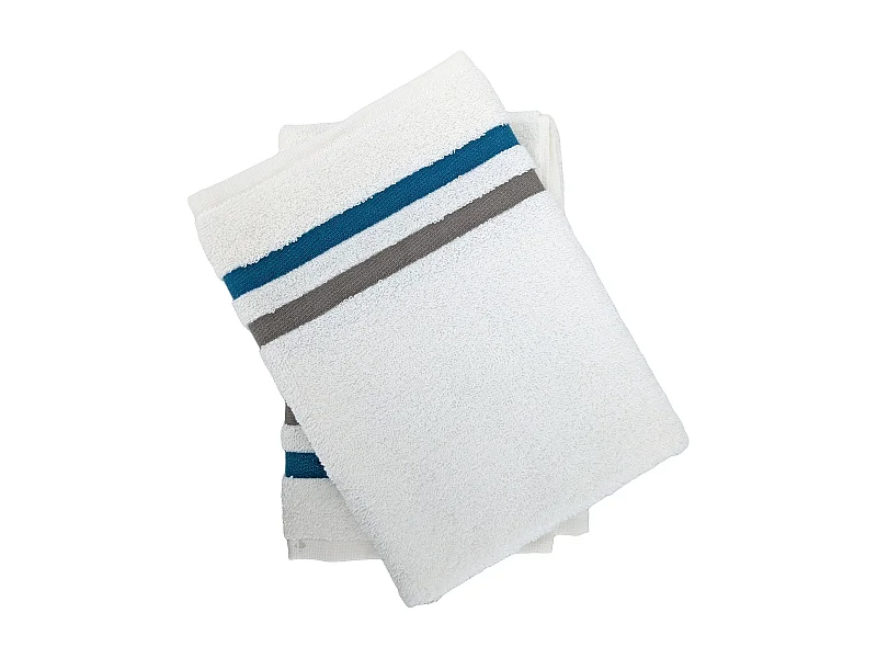 Lot de 2 torchons de cuisine éponge 50x50 cm collection LINE bleu/vert