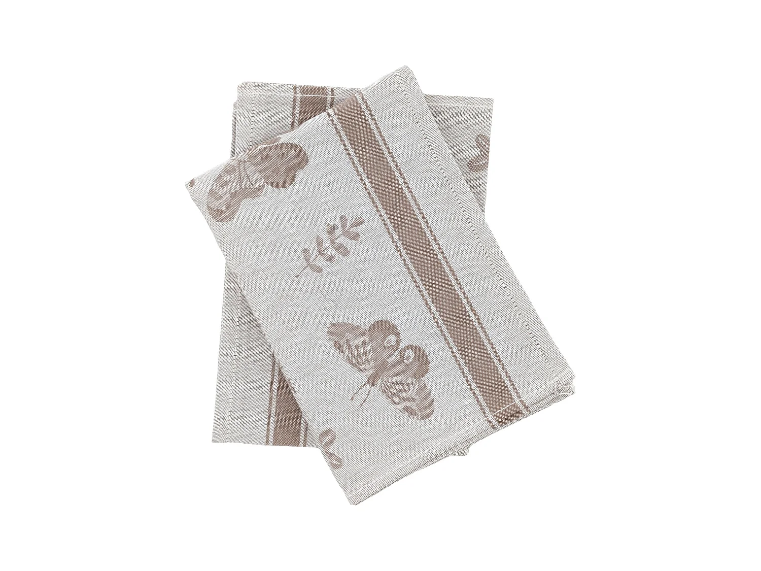 Lot de 2 torchons de cuisine toile collection WINGS 50x70 cm marron