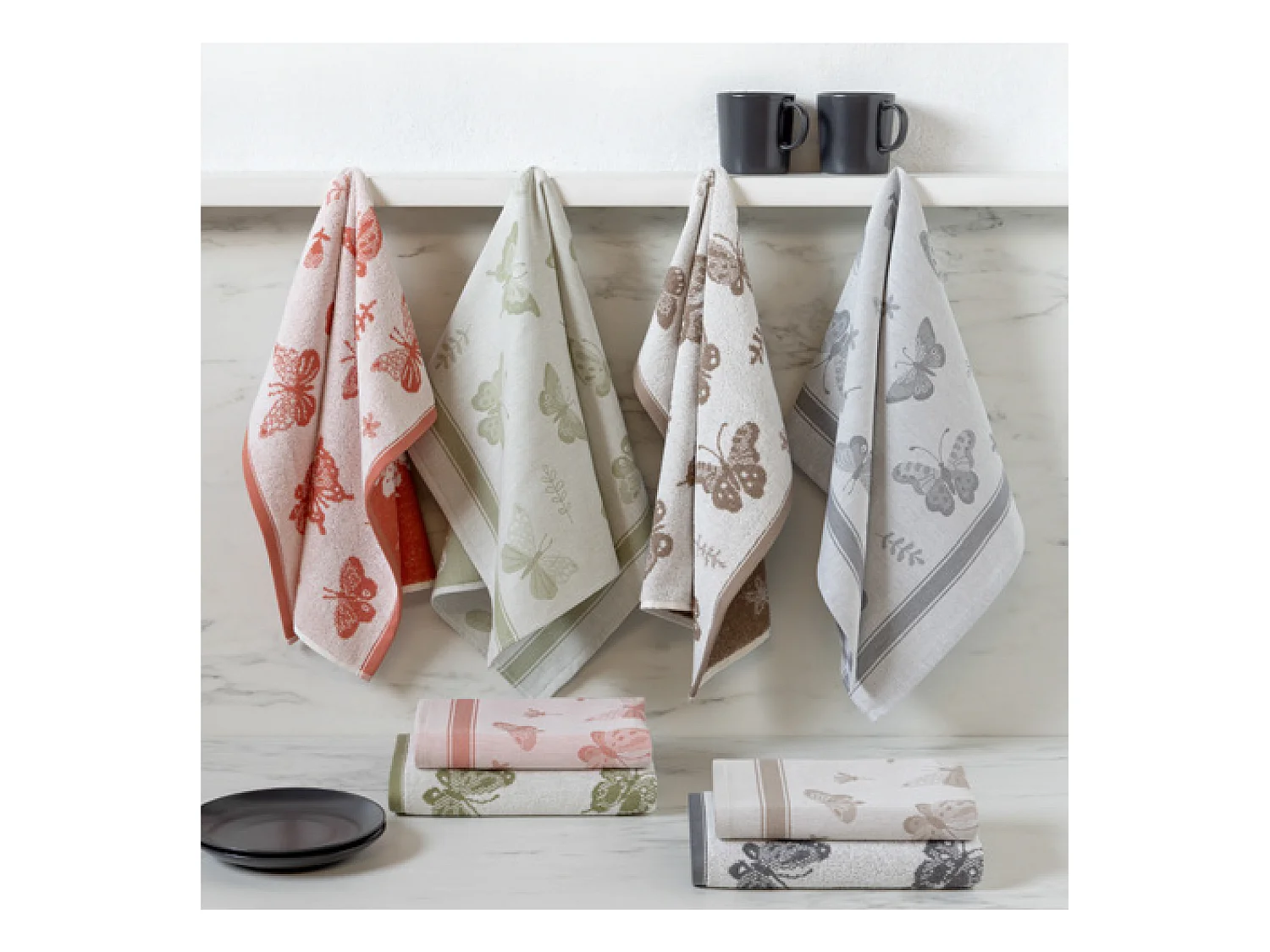 Lot de 2 torchons de cuisine toile collection WINGS 50x70 cm marron