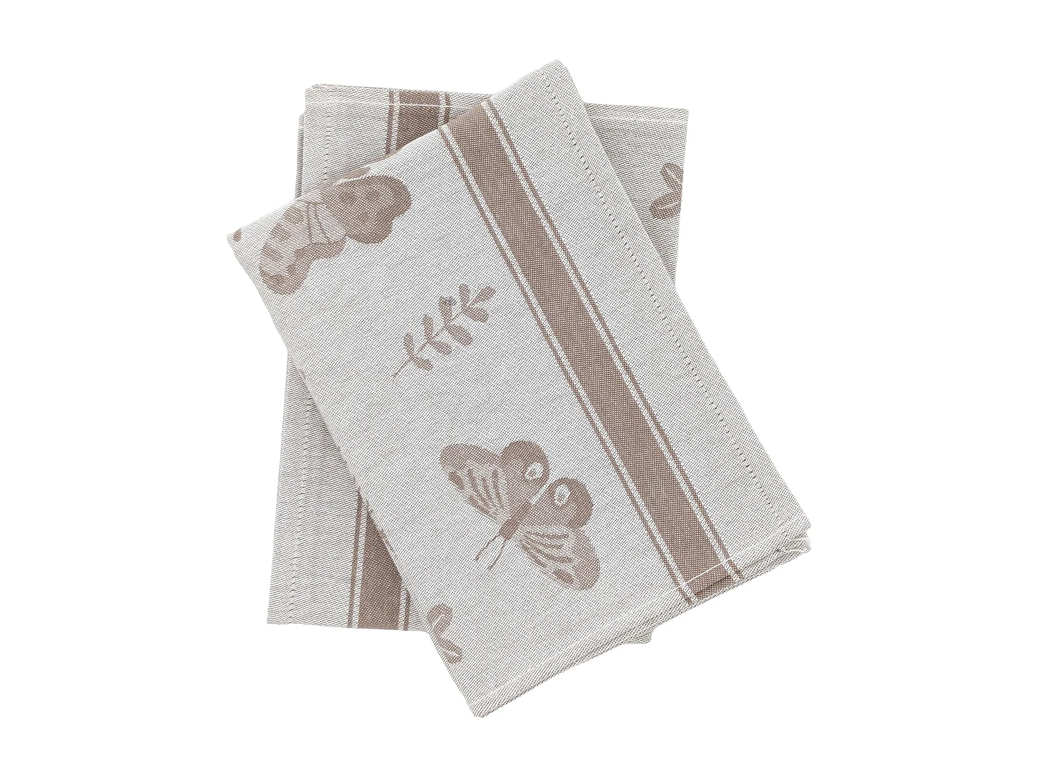 Lot de 2 torchons de cuisine toile collection WINGS 50x70 cm marron