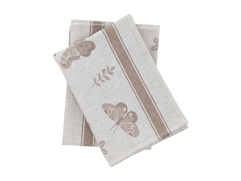 Lot de 2 torchons de cuisine toile collection WINGS 50x70 cm marron