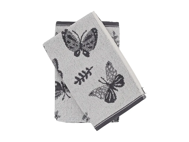 Lot de 2 torchons de cuisine éponge collection WINGS 50x50 cm gris