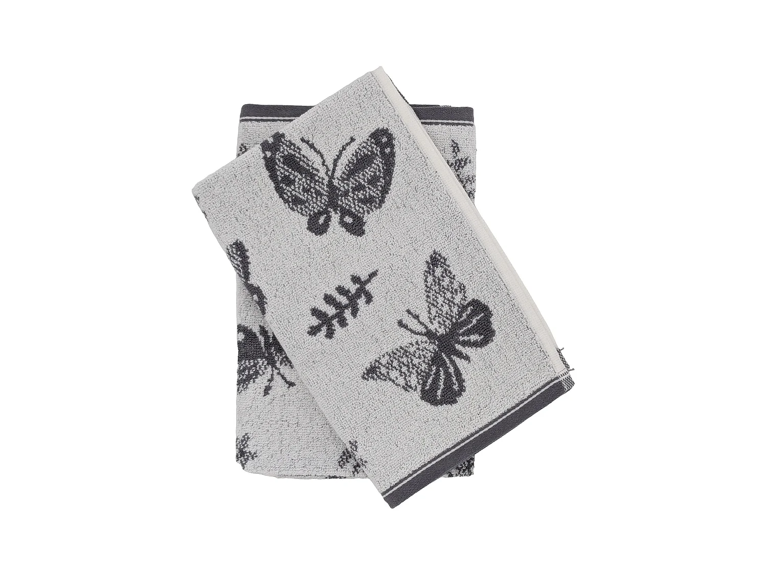 Lot de 2 torchons de cuisine éponge collection WINGS 50x50 cm gris