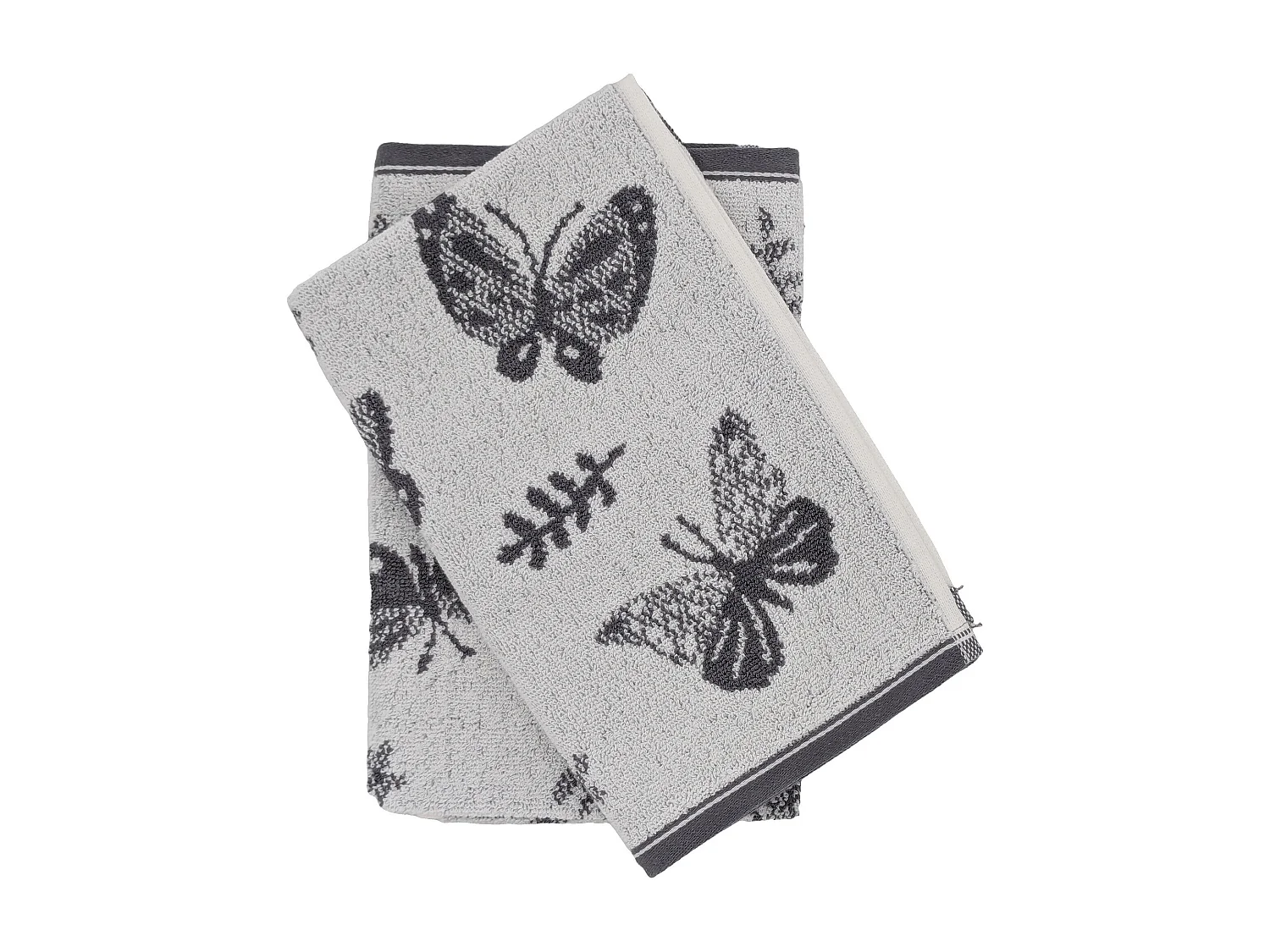 Lot de 2 torchons de cuisine éponge collection WINGS 50x50 cm gris