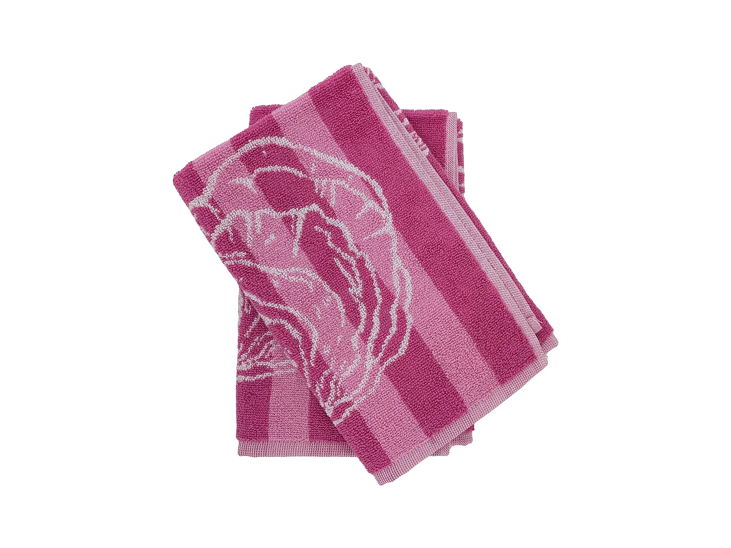 Lot de 2 torchons de cuisine éponge 50x50 cm collection SEAFOOD rose