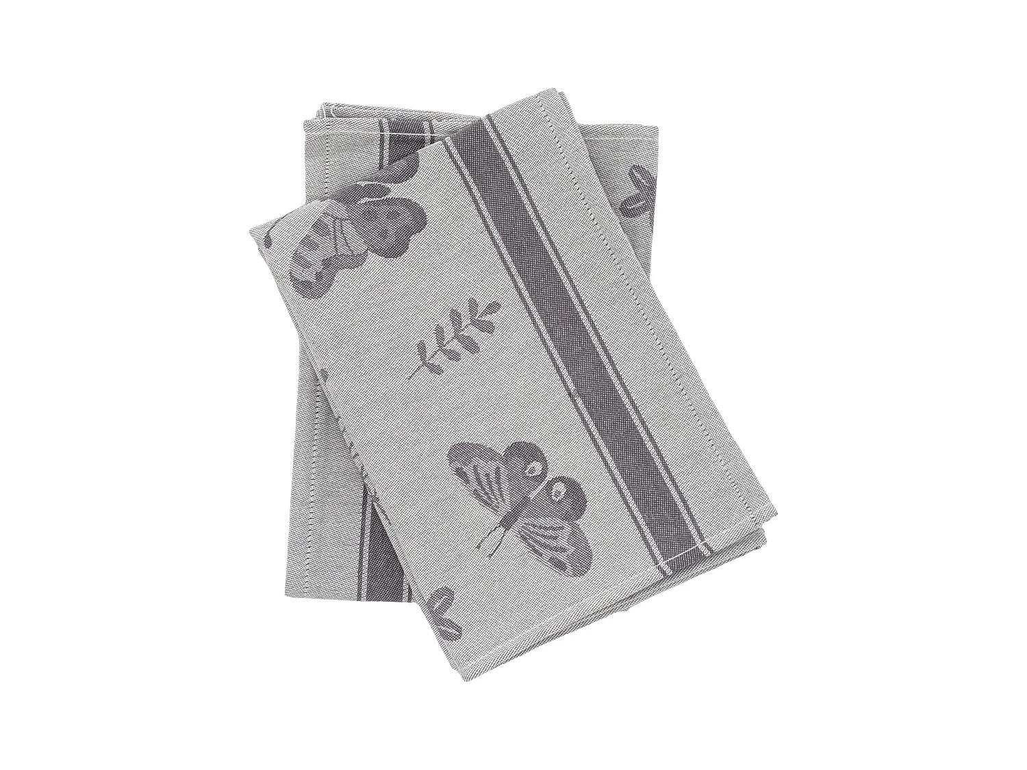 Lot de 2 torchons de cuisine toile collection WINGS 50x70 cm gris