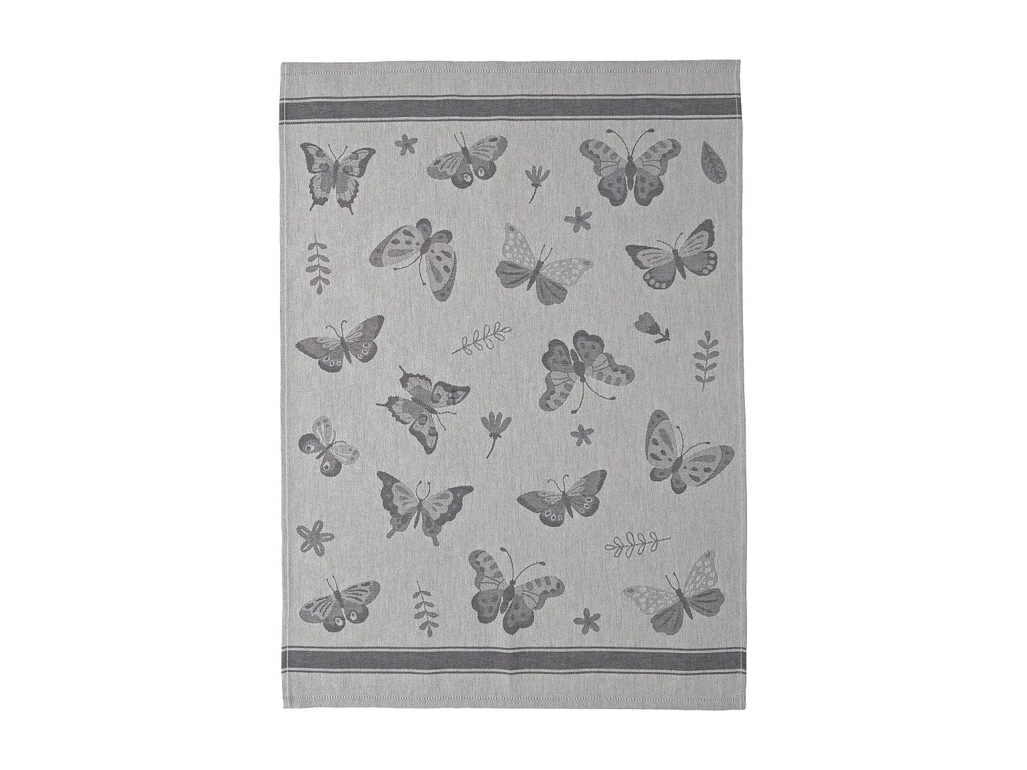 Lot de 2 torchons de cuisine toile collection WINGS 50x70 cm gris