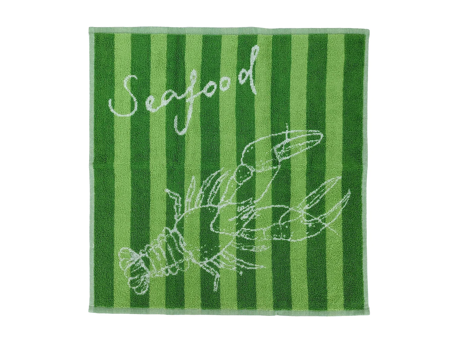 Lot de 2 torchons de cuisine éponge 50x50 cm collection SEAFOOD vert