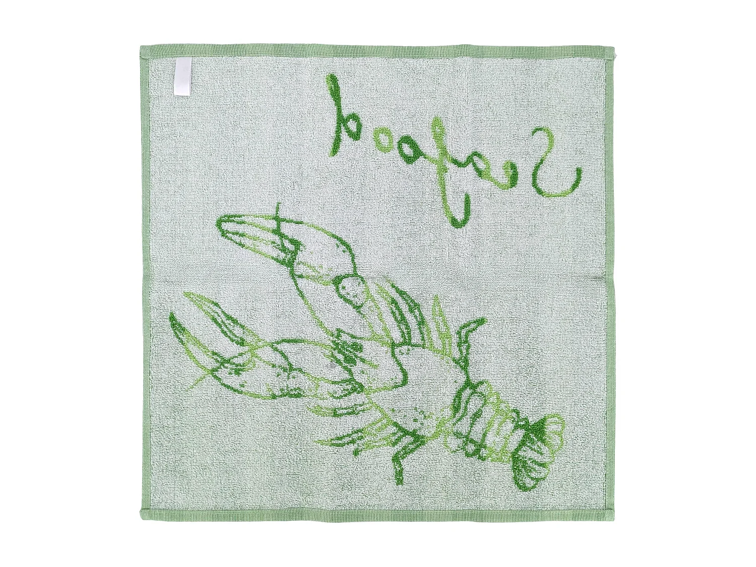 Lot de 2 torchons de cuisine éponge 50x50 cm collection SEAFOOD vert