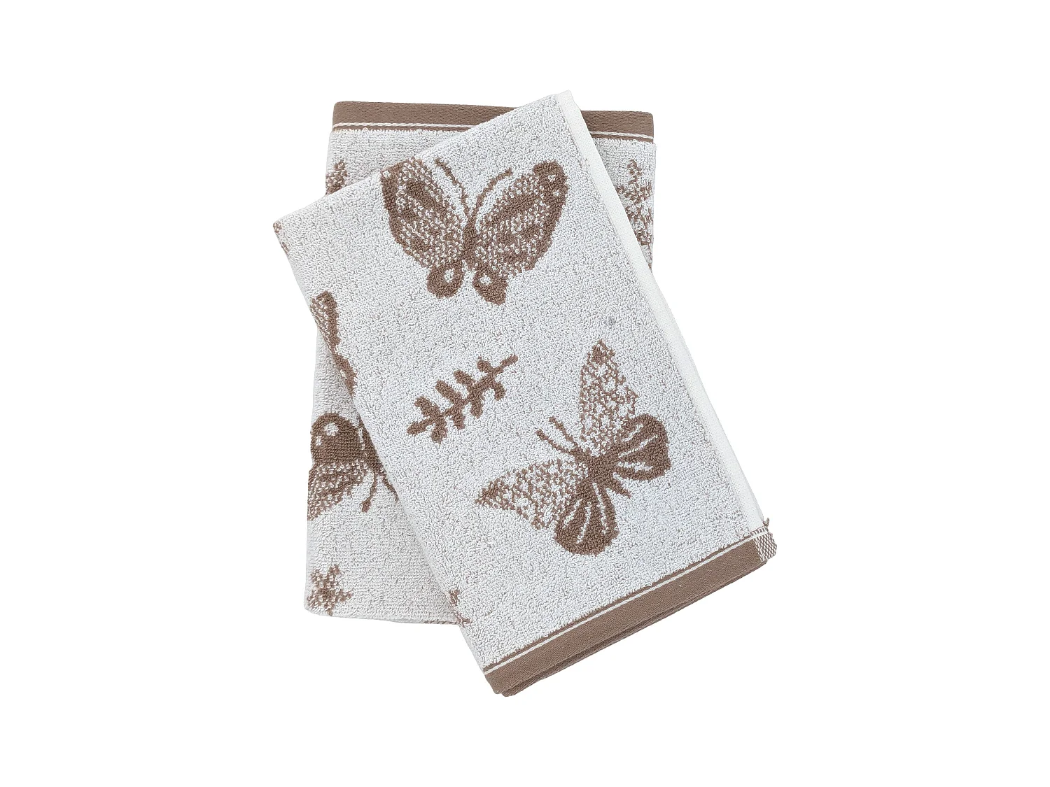 Lot de 2 torchons de cuisine éponge collection WINGS 50x50 cm marron