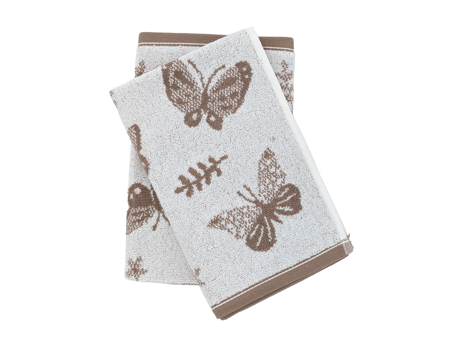 Lot de 2 torchons de cuisine éponge collection WINGS 50x50 cm marron