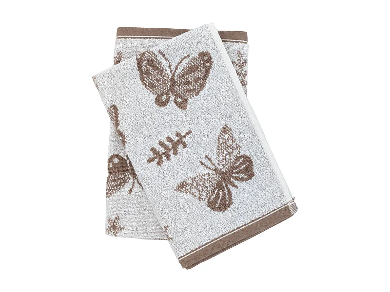 Lot de 2 torchons de cuisine éponge collection WINGS 50x50 cm marron