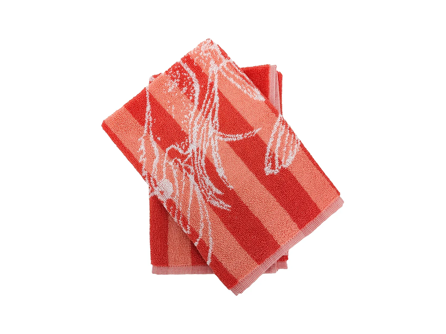 Lot de 2 torchons de cuisine éponge 50x50 cm collection SEAFOOD orange