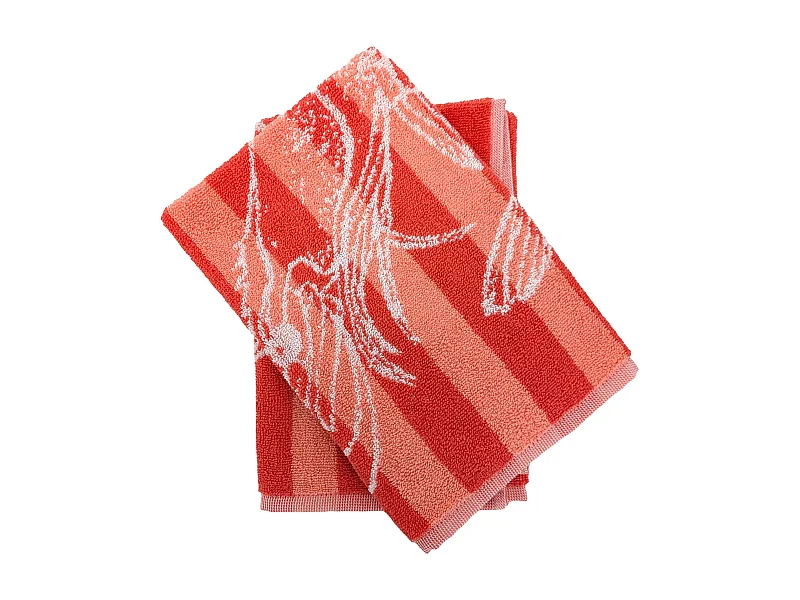 Lot de 2 torchons de cuisine éponge 50x50 cm collection SEAFOOD orange