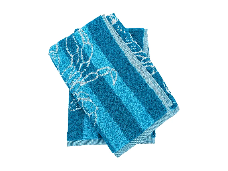 Lot de 2 torchons de cuisine éponge 50x50 cm collection SEAFOOD bleu