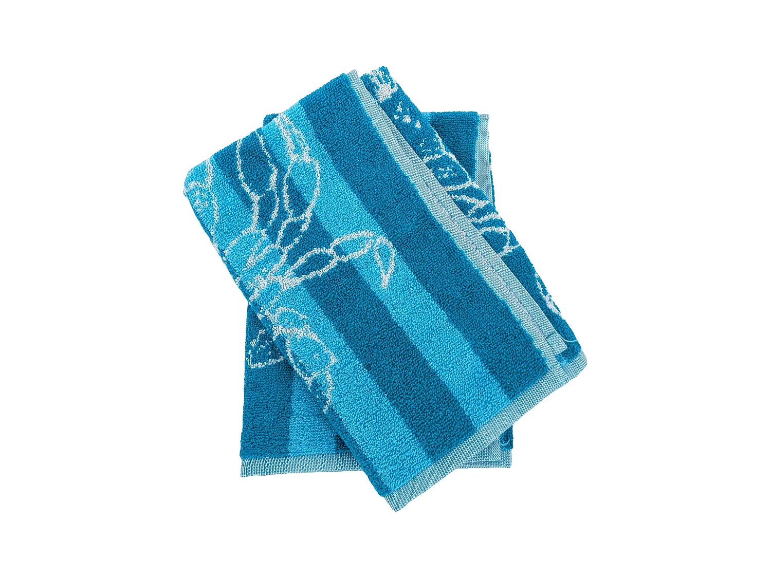 Lot de 2 torchons de cuisine éponge 50x50 cm collection SEAFOOD bleu