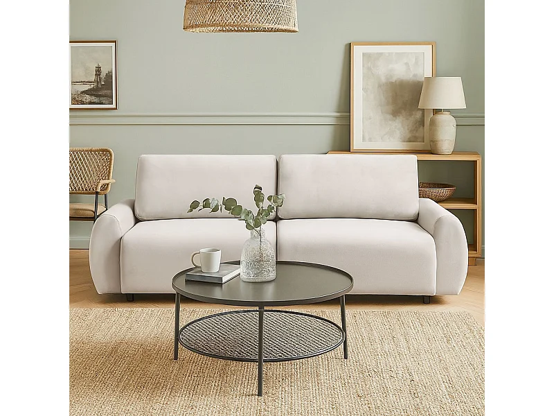 Canapé convertible 3 places Traviata Velours Beige