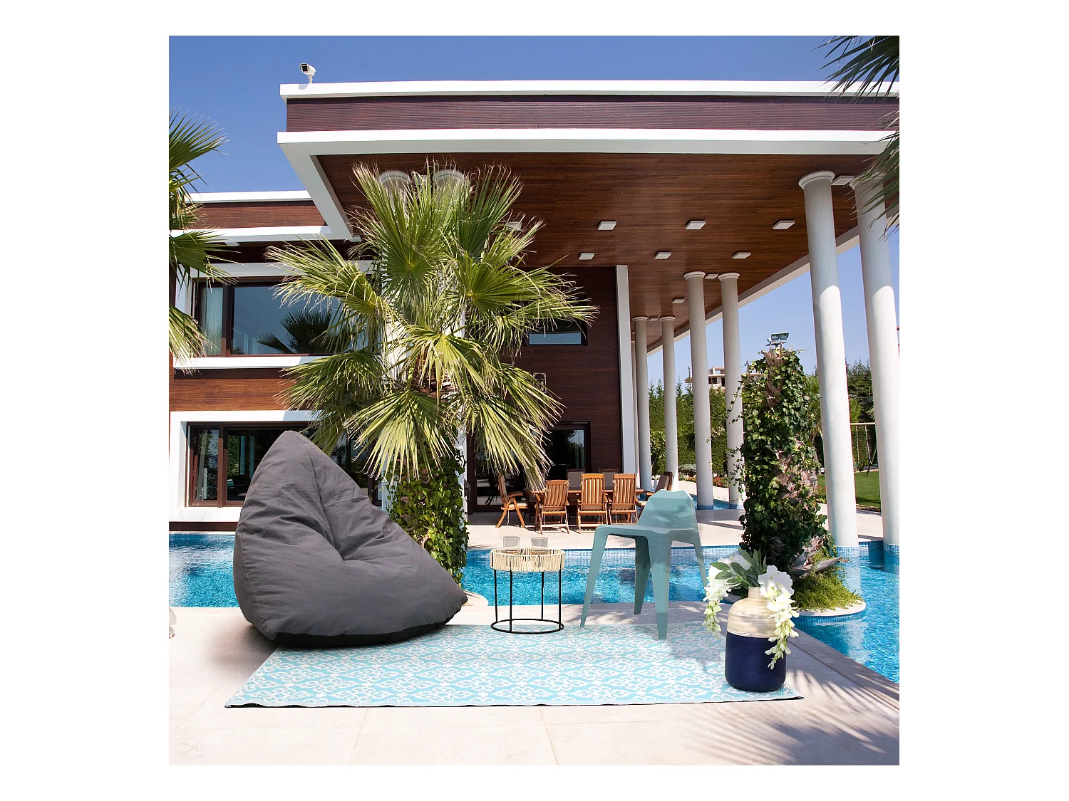 Tapis Polypropylene Turquoise 120x180cm Blanc, Bleu