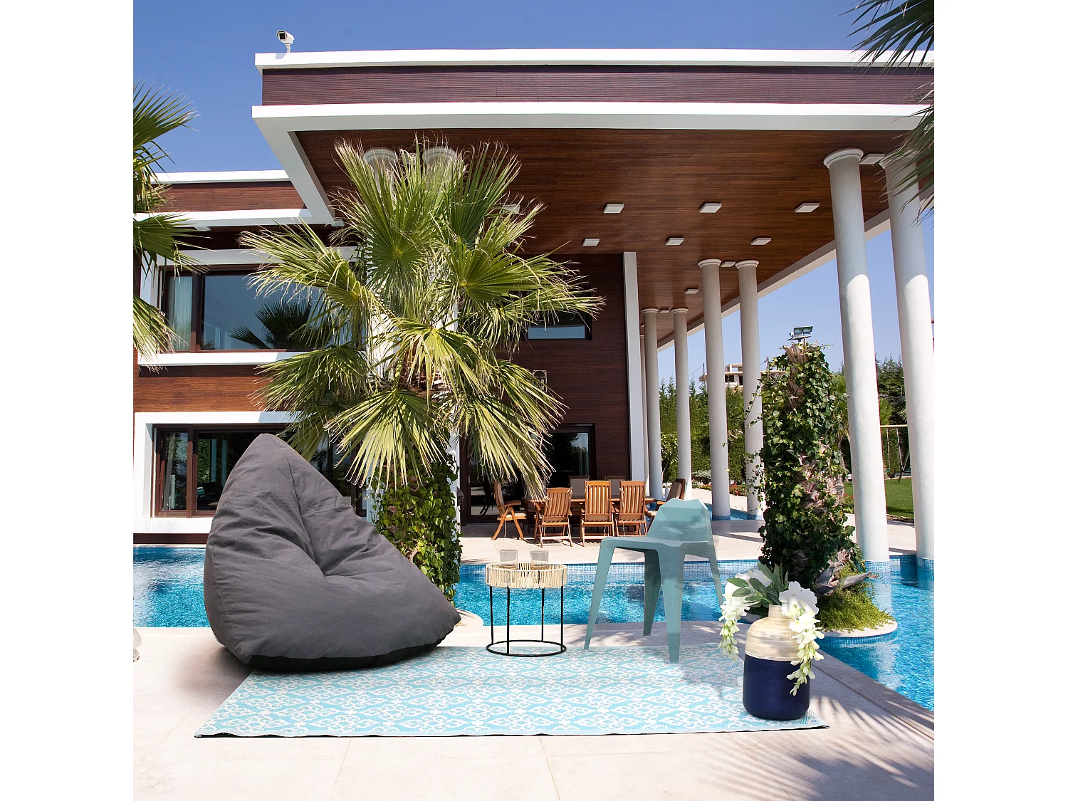 Tapis Polypropylene Turquoise 120x180cm Blanc, Bleu