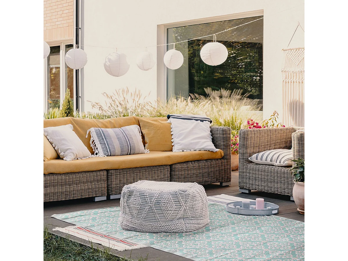 Tapis Polypropylene Turquoise 120x180cm Blanc, Bleu