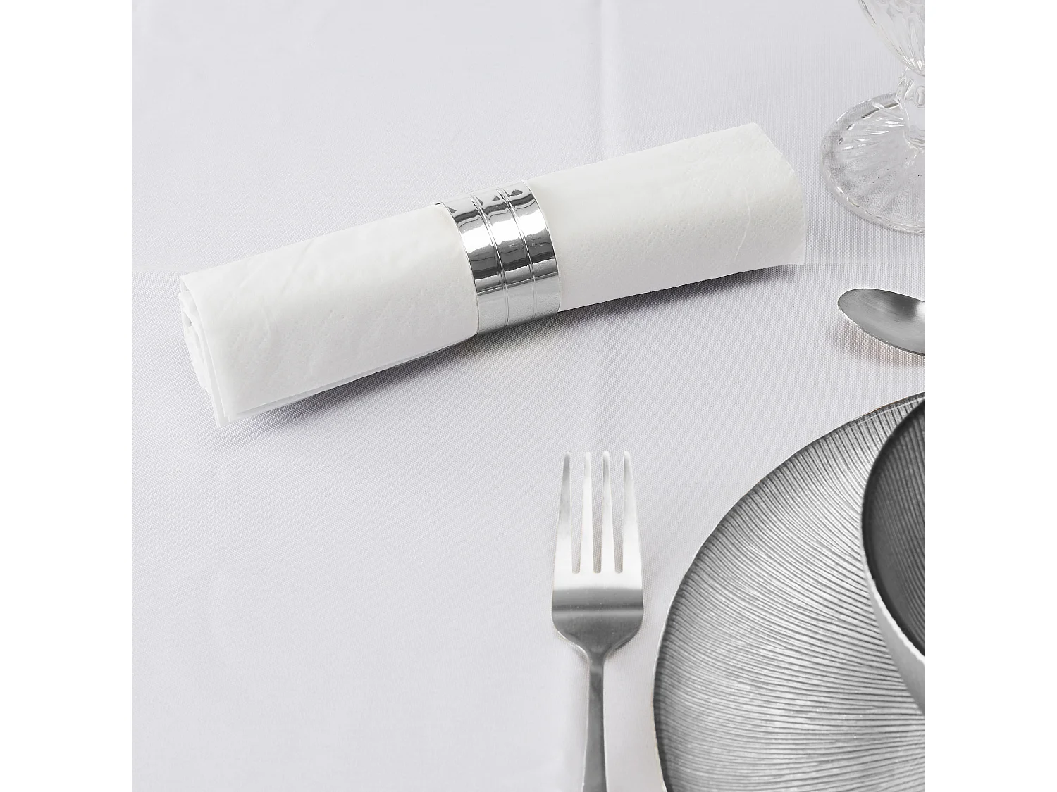 Rond De Serviette Argente X4 Argent