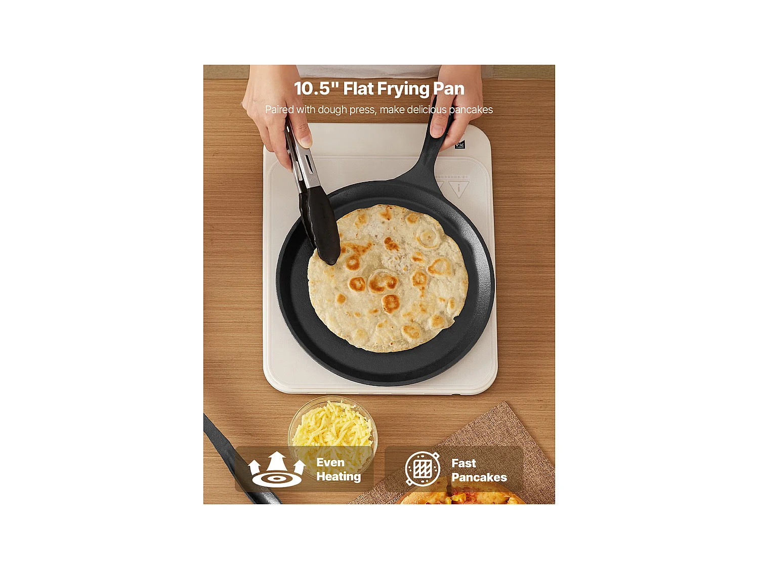 Presse à Tortillas SucceBuy en Fonte Résistant, Appareil à Chapati de 25 cm, avec Poignée et 100 Feuilles de Papiers-Parchemins, pour Tortilladoras