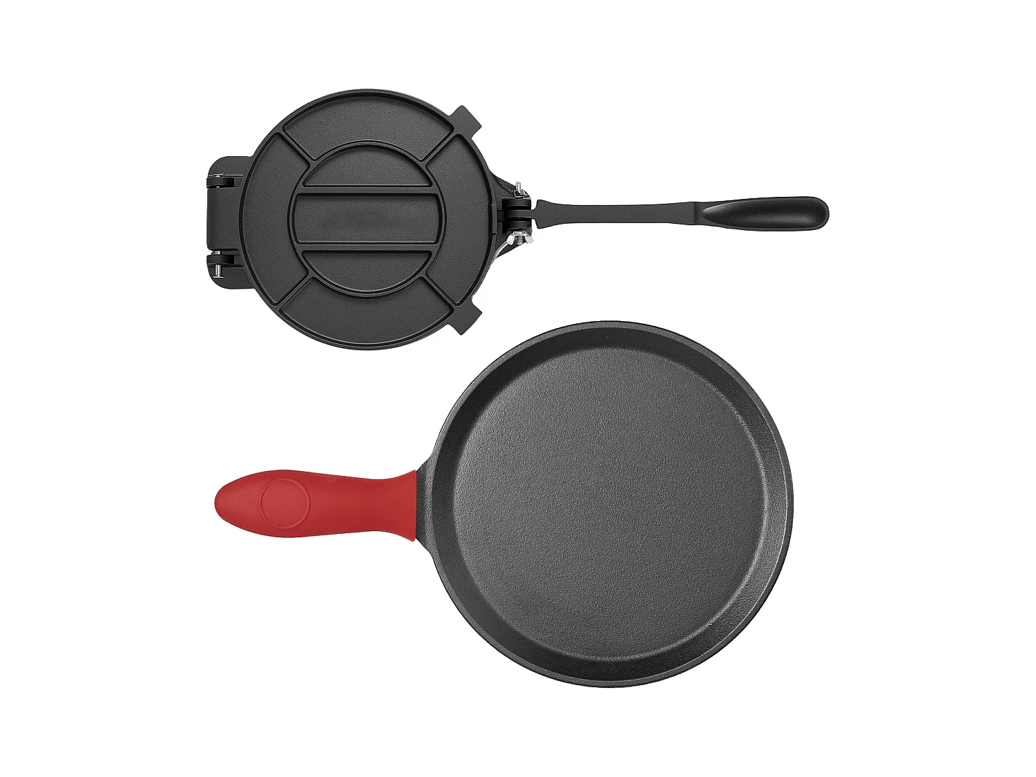 Presse à Tortillas SucceBuy en Fonte Résistant, Appareil à Chapati de 25 cm, avec Poignée et 100 Feuilles de Papiers-Parchemins, pour Tortilladoras