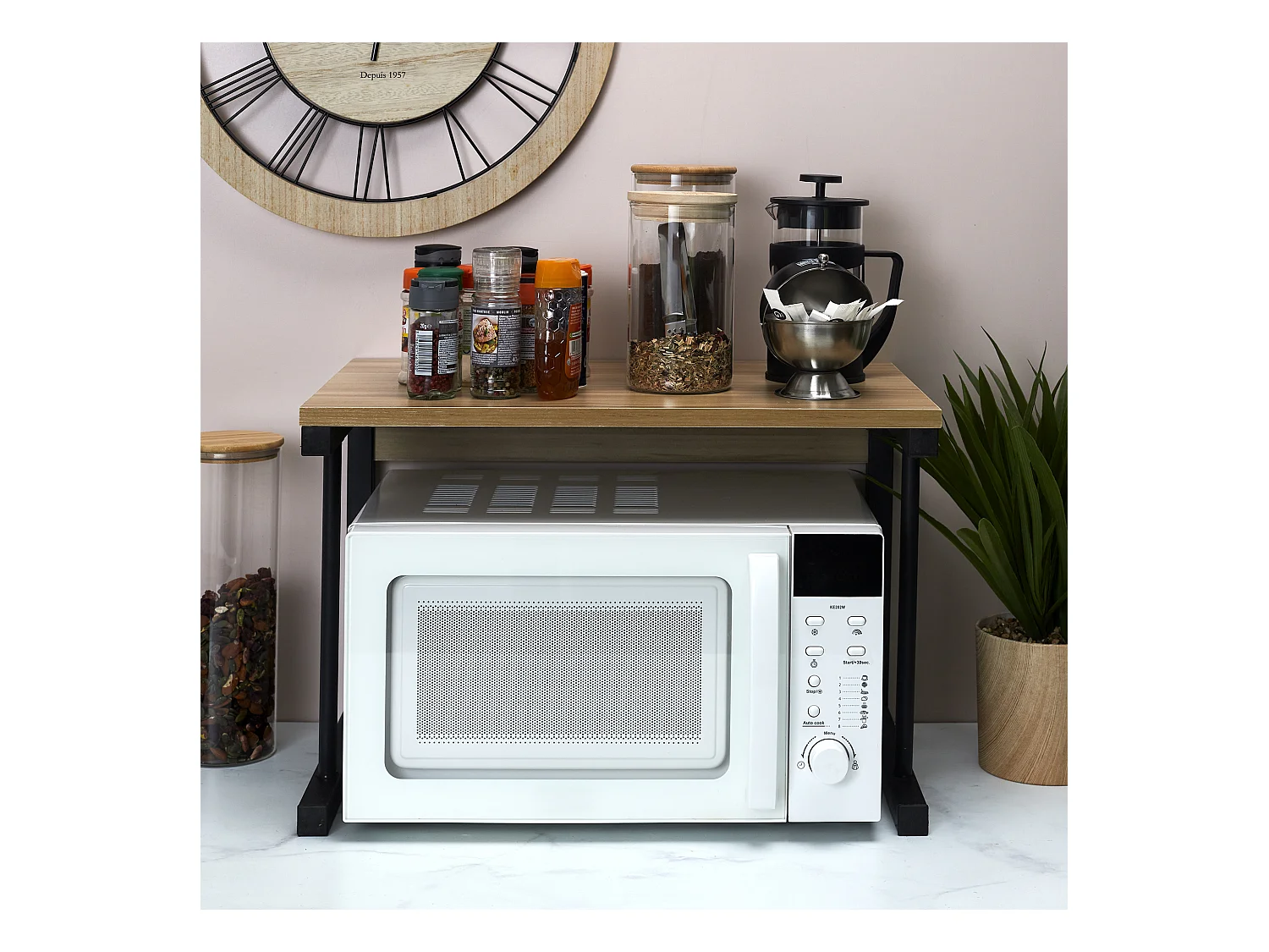 Organisateur Micro-ondes 54x35x36cm Noir, Marron