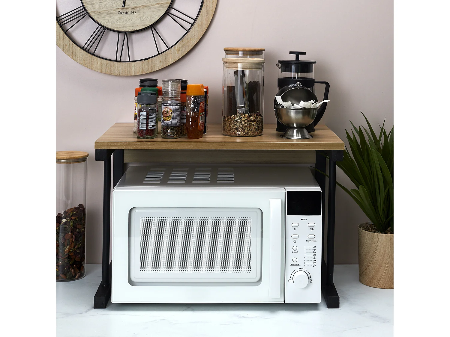 Organisateur Micro-ondes 54x35x36cm Noir, Marron