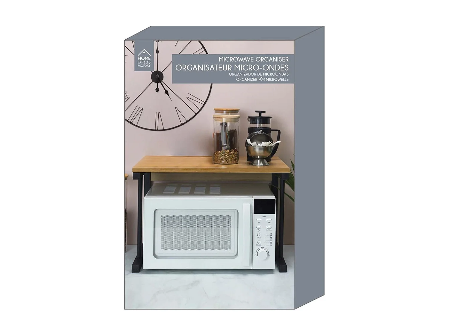 Organisateur Micro-ondes 54x35x36cm Noir, Marron