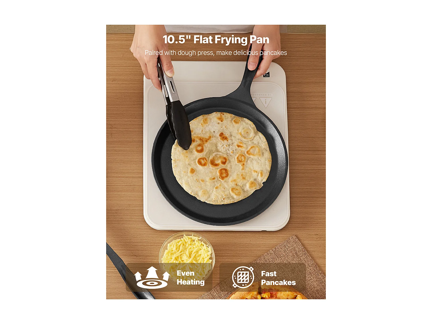 Presse à Tortillas SucceBuy en Fonte Résistant, Appareil à Chapati de 20 cm, avec Poignée et 100 Feuilles de Papiers-Parchemins, pour Tortilladoras