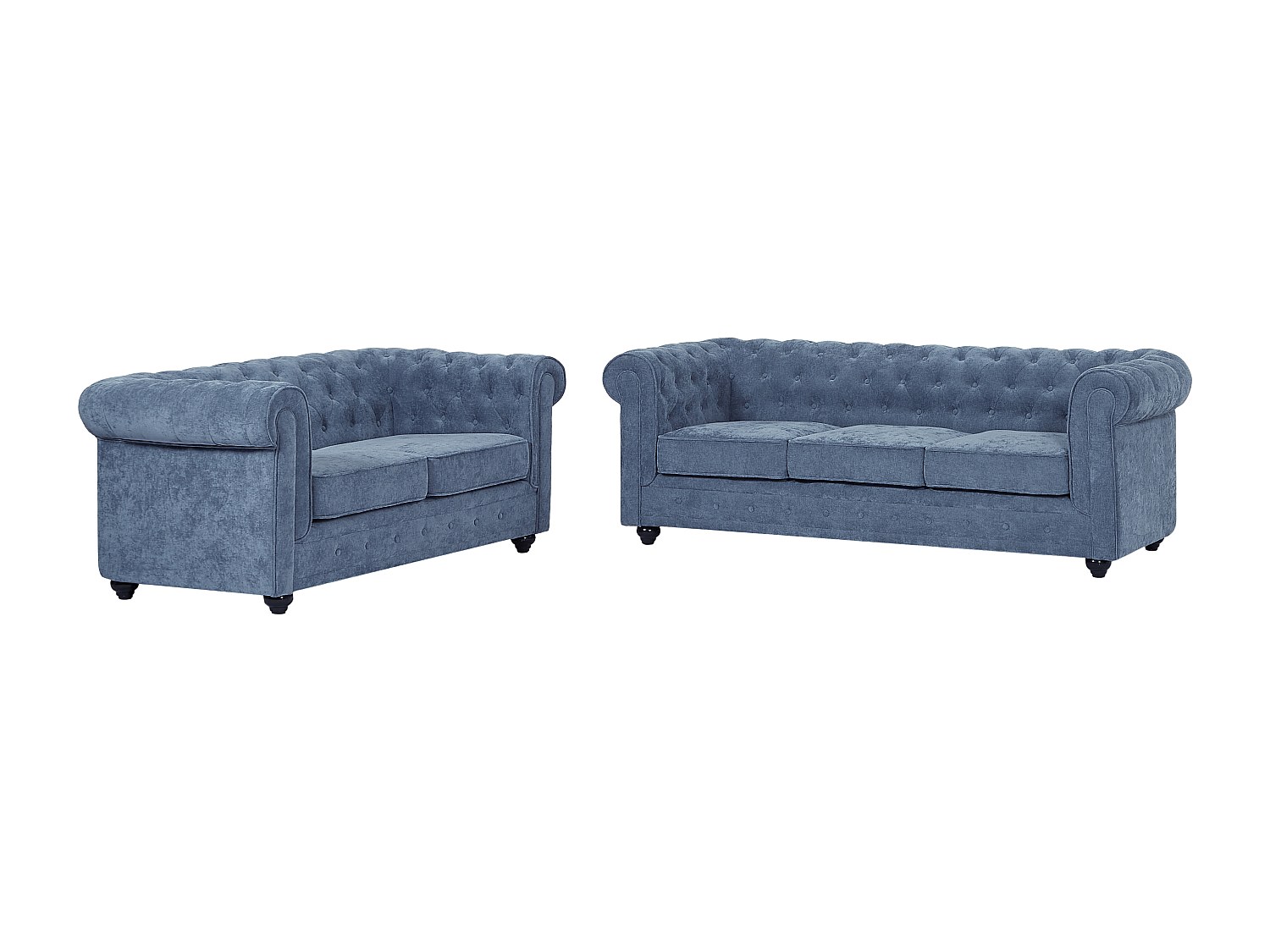 Sofa 3-Sitzer & 2-Sitzer - Stoff - Blau - CHESTERFIELD günstig online kaufen