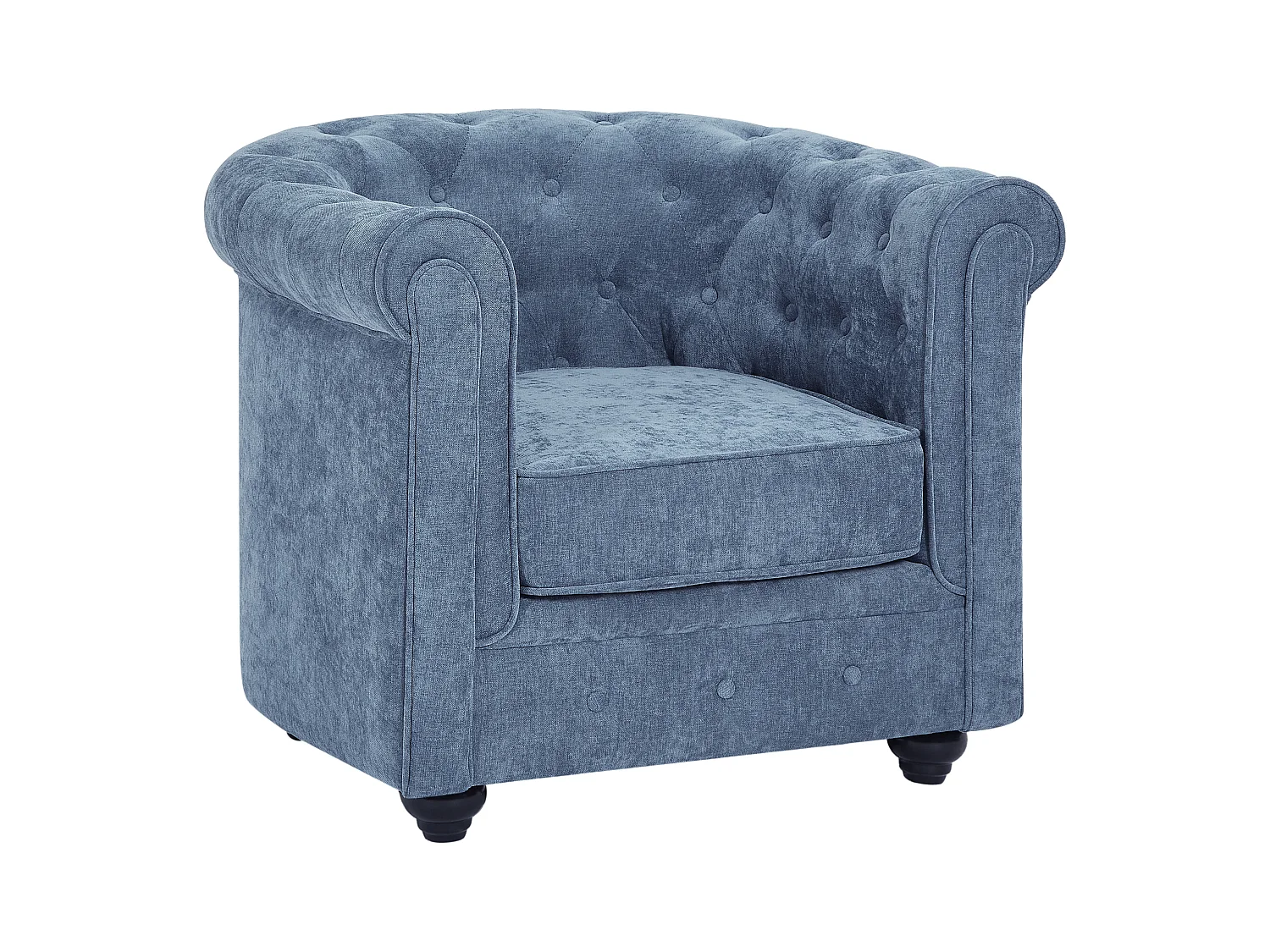 Canapés 3 places 2 places et un fauteuil en tissu bleu CHESTERFIELD