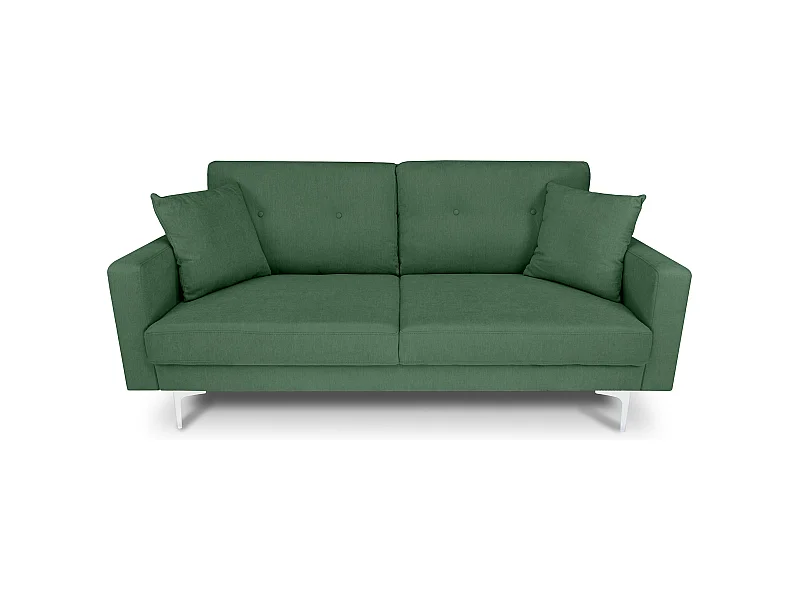 Divano 3 posti in tessuto vellutato verde abete piedi in metallo - Chloe