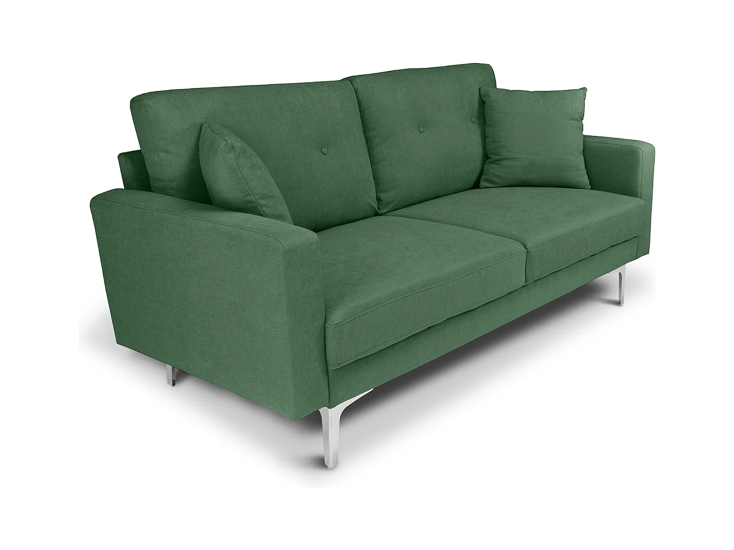 Divano 3 posti in tessuto vellutato verde abete piedi in metallo - Chloe